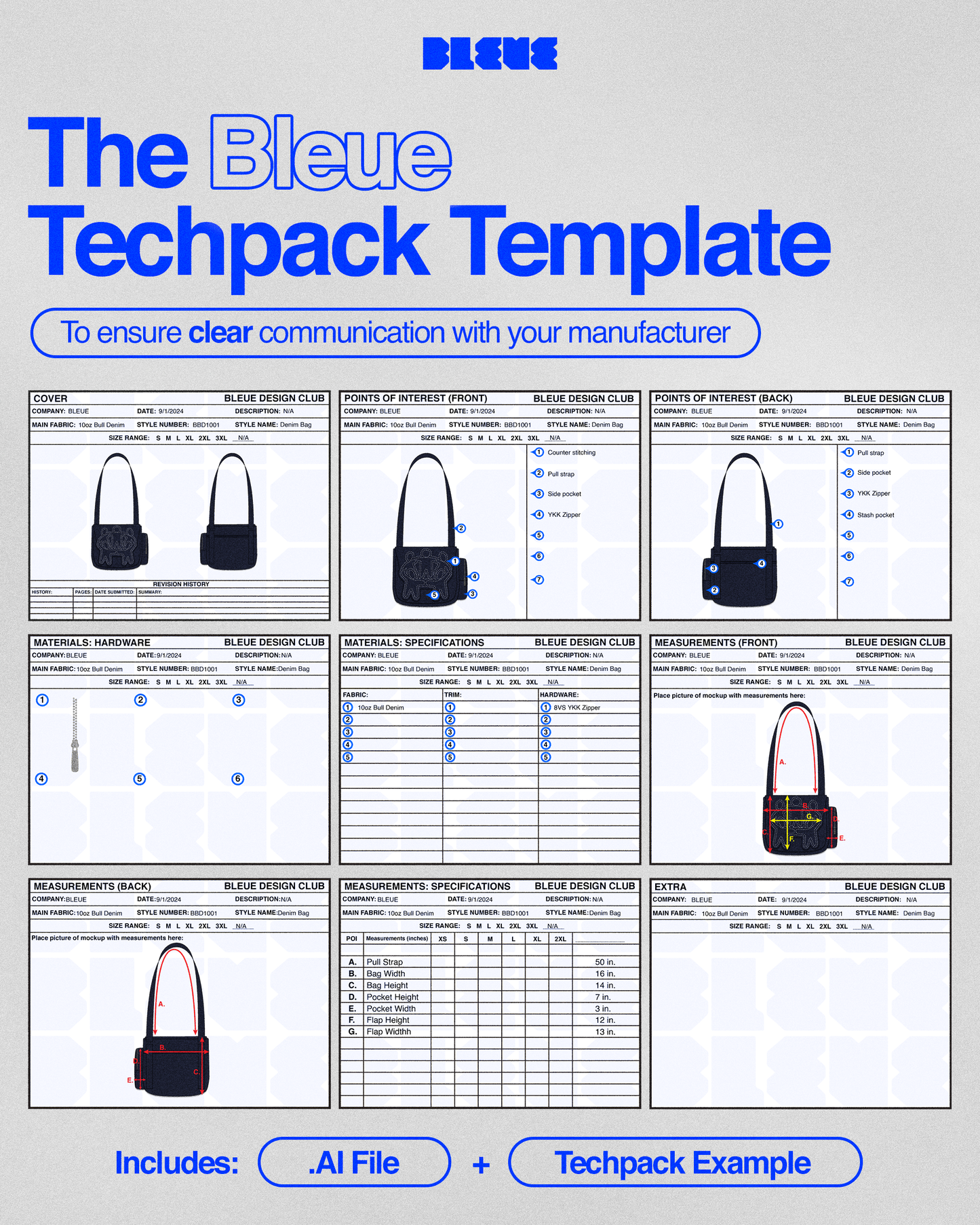 Bleue Techpack Template